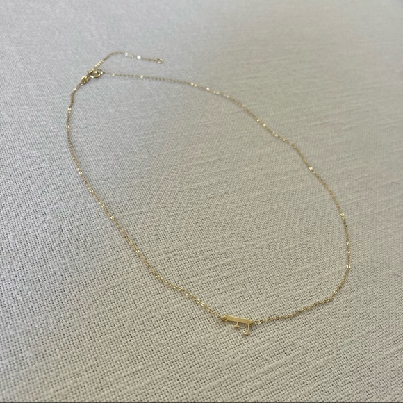 GOLDEN CLEF Asymmetrical Letter F Initial Pendant Necklace 14k Gold ITALY $199 - Picture 3 of 15